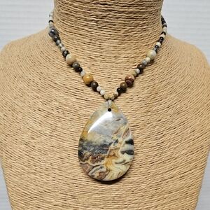 Crazy Lace Agate Pendant Necklace
